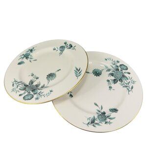 Pickard Fine Porcelain Diana Dish Plate 8in Plates Dishes USA Green Ivory Set 2